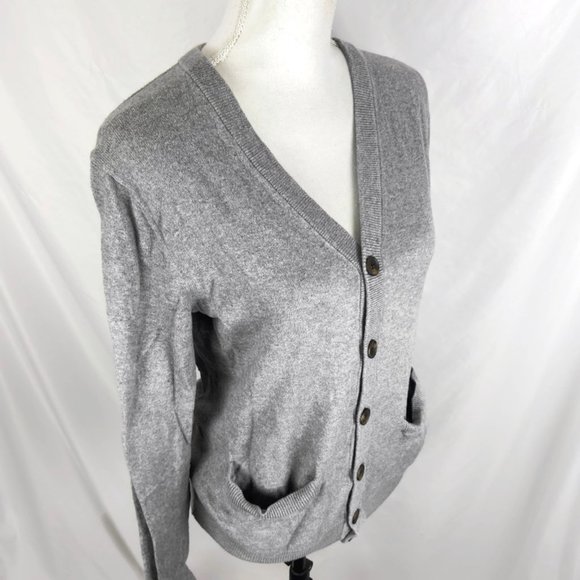 Gap Cardigan Sweater Gray Cotton Cashmere Blend - Picture 4 of 5